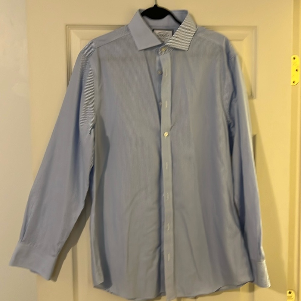 NWOT Charles Tyrwhitt Slim Fit Dress Shirt Spread Collar Royal Blue Stripe